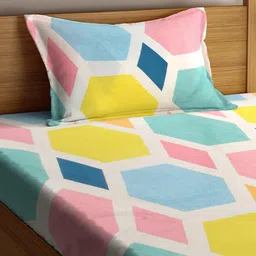 klotthe 300 TC Printed Elasticated Single Bedsheet with Pillow Cover image 3