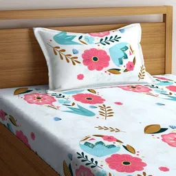 arrabi Printed Cotton Single Size Bedsheet with Pillow Cover image 3