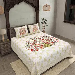 jaipur fabric 200 TC Graphic Print Double Bedsheet with 2 Pillow Covers image 3
