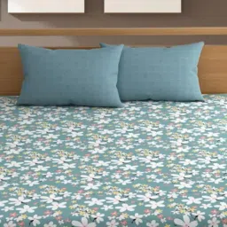 bajo's 350 TC Floral Print King-Size Bedsheet with Pillow Covers image 3