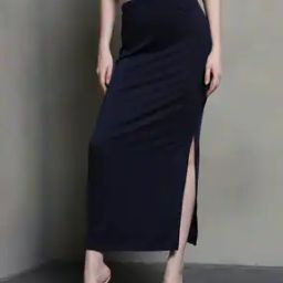 Shein Elasticated Waist Side Slit Straight Maxi Skirt-picture-26