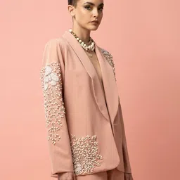 diwaah Women Embroidered Single-Breasted Blazer with Welt Pockets image 3