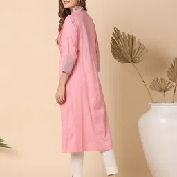 globus Women Embroidered A-Line Kurta image 3