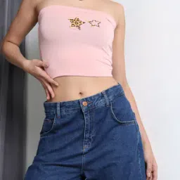 Shein Strapless Animal Star Print Cropped Tube Fitted Top-picture-32