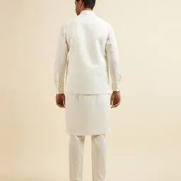 manyavar Men Floral Pattern Nehru Jacket with Button-Closure image 3