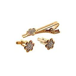 lucky jewellery Stone-Studded Cufflinks with Tiepin image 3