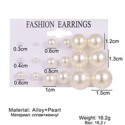jewels galaxy Set of 9 Pearl Stud Earrings image 3