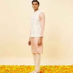 manyavar Men Woven Regular Fit Nehru jacket image 3