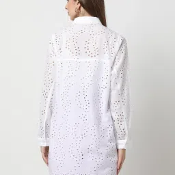 fyre rose Schiffli Oversized Cotton Tunic Shirt image 3