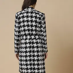 allen solly Women Houndstooth Print Regular Fit Peacoat image 3