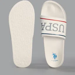 u.s. polo assn. Men Open-Toe Slides with Brand Print Footbed image 3