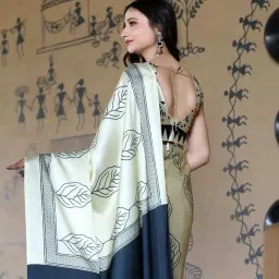 indie picks Heavy Silver Embroidery Work Jimmy Choo Silk Saree  image 3