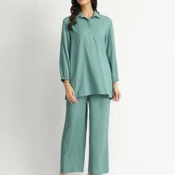 pink fort Women Printed 2-Piece Co-Ord Set with Spread Collar image 3