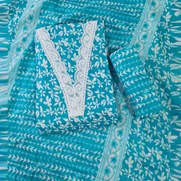 modern super Women Floral Print 3-Piece Unstitched Dress Material image 3