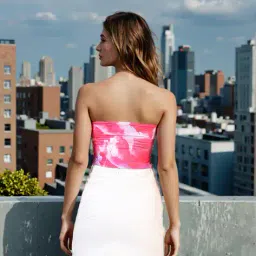 Shein Strapless Tie and Dye Print Crop Bandeau Fitted Tube Top image 3