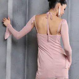 Shein Party Slit Sleeves Ruched Mini Bodycon Dress image 3