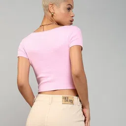 Shein Street Crop Length Short Sleeve Ribbed Top image 3