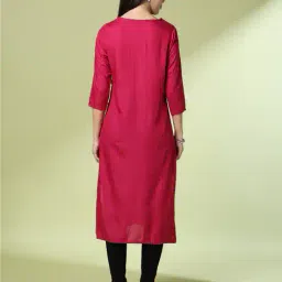 acai Women Embroidered Straight Kurta image 3