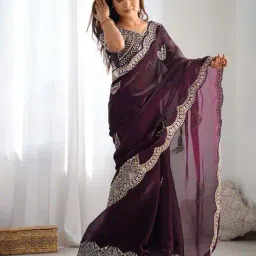 satrani Tissue Silk Traditional Saree With Blouse Piece image 3