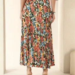 zwerlon x ag Women Floral Print Pleated A-Line Skirt image 3