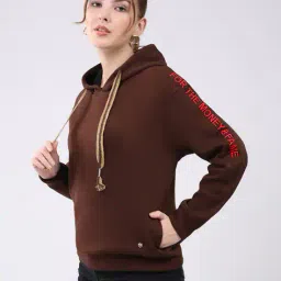 monte carlo Women Typographic Print Regular Fit Hooded Sweatshirt image 3