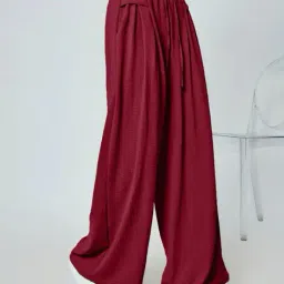 hivora Women Flared Palazzos with Elasticated Waist image 3