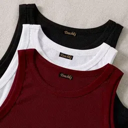 buda jeans co Women Pack of 3 Ribbed Slim Fit Tank Tops image 3