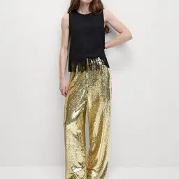 marks & spencer Sequin Pleat Front Wide Leg Trousers image 3