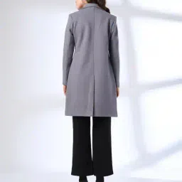 fig Women Front Open Notch Lapel Long Coat image 3