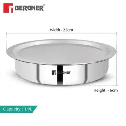 bergner TriPly Stainless Steel Lagdi with Lid image 3