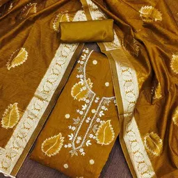 manvaa Women Embroidered 3-Piece Unstitched Dress Material image 3