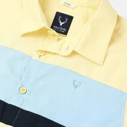 allen solly Boys Colourblock Slim Fit Shirt with Spread Collar image 3