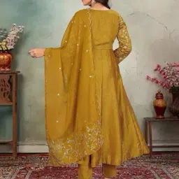 acai Women Embroidered Flared Kurta Suit Set image 3