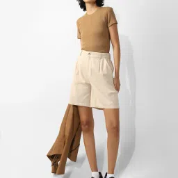 only Women High-Rise Pleated Bermudas image 4