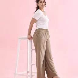 go colors Women Flat-Front Relaxed Fit Palazzos image 4