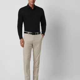 peter england Men Checked Mid-Rise Formal Trousers image 4