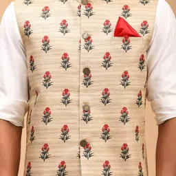 vastramay Floral Print Nehru Jacket image 4