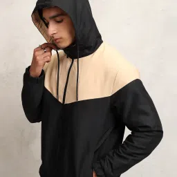 ketch Men Colourblock Regular Fit Bomber Jacket with Hoodie image 4