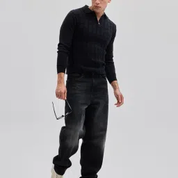 snitch Men Textured Slim Fit Polo T-shirt image 4