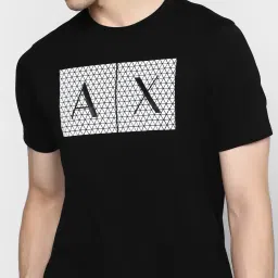 armani exchange Embossed Typographic Print Slim Fit Crew-Neck T-shirt image 4