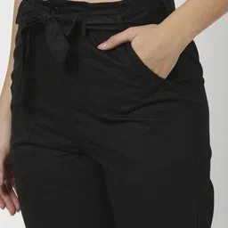 hawt Women Tapered Fit Double-Pleated Paper Bag Waist Pants image 4