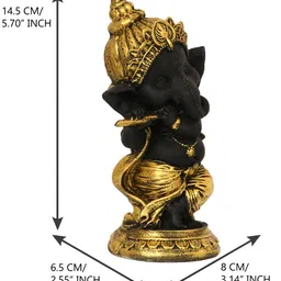 ecraftindia Golden & Black Lord Ganesha Dancing Avatar Decorative Showpiece image 4