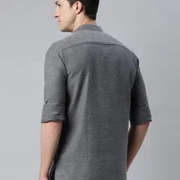 cross court Textured Short Kurta with Curved Hemline image 4