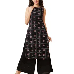 globus Opaque Schiffli Hem Design Wide Leg Ethnic Palazzos image 4