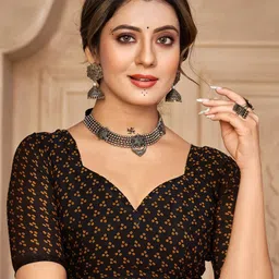 ri-wah Bandhani Print Chiffon Saree image 4