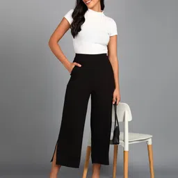 saffe Women Ribbed Flared Fit Culottes image 4