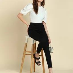 saffe Women Skinny Fit Pleat-Front Pants image 4