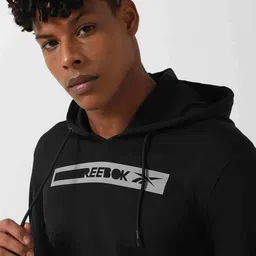 reebok Brand Print Slim Fit Hooded Sweatshirt image 4