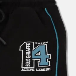 blue giraffe Typographic Print Joggers with Elasticated Drawstring Waist image 4