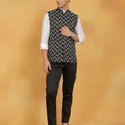 vastramay Men Sleeveless Nehru Jacket with Mandarin Collar image 4